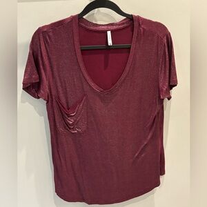 Z Supply Shimmering Burgundy V-Neck Tee